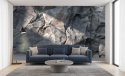 3D Skalna Ściana na Wymiar – Ciemny Mural Antracytowy do Salonu i Biura – Nowoczesna Tapeta Grafitowa Skała Industrialna