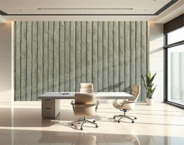 Jasna fototapeta 3D lamele kremowe Soft Cream, minimalistyczna dekoracja ścienna z teksturą jasnego aksamitu.