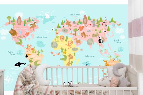 Fototapeta Mapa Świata Ze Zwierzętami