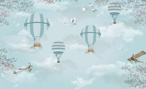 Fototapeta Balony I Samoloty Retro