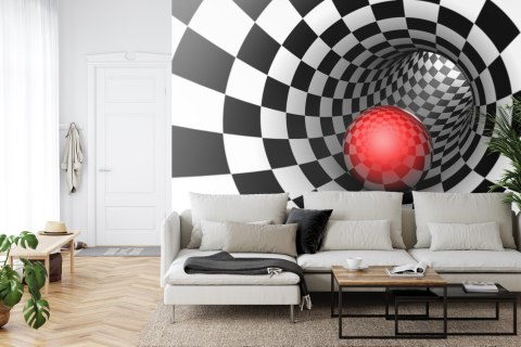 Fototapeta 3D Tunel - Szachownica