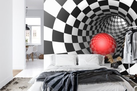 Fototapeta 3D Tunel - Szachownica