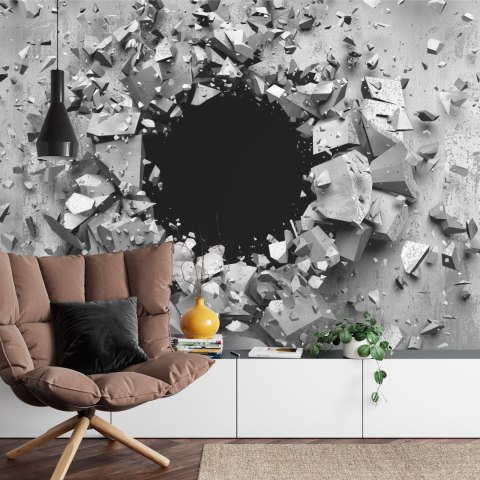 Fototapeta Dziura W Betonowej Ścianie 3D