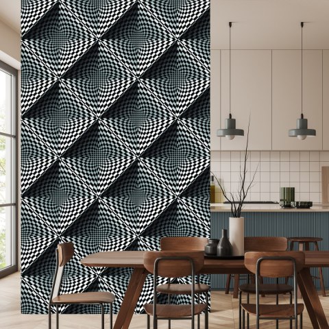 Tapeta Geometryczna 3D Głębia, Kwadraty, Do Salonu Tapeta Geometryczna 3D Głębia, Kwadraty, Do Salonu