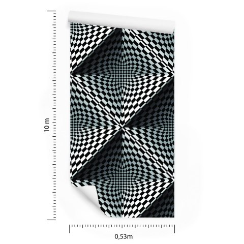 Tapeta Geometryczna 3D Głębia, Kwadraty, Do Salonu Tapeta Geometryczna 3D Głębia, Kwadraty, Do Salonu