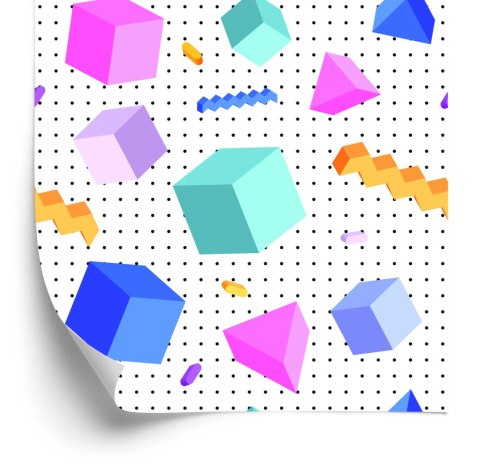 Tapeta Geometryczna 3D, Sześciany, Pokój Dziecięcy Tapeta Geometryczna 3D, Sześciany, Pokój Dziecięcy
