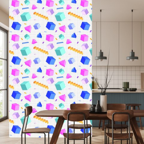 Tapeta Geometryczna 3D, Sześciany, Pokój Dziecięcy Tapeta Geometryczna 3D, Sześciany, Pokój Dziecięcy