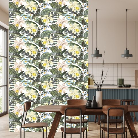 Tapeta Kwiaty Liście Egzotyczne