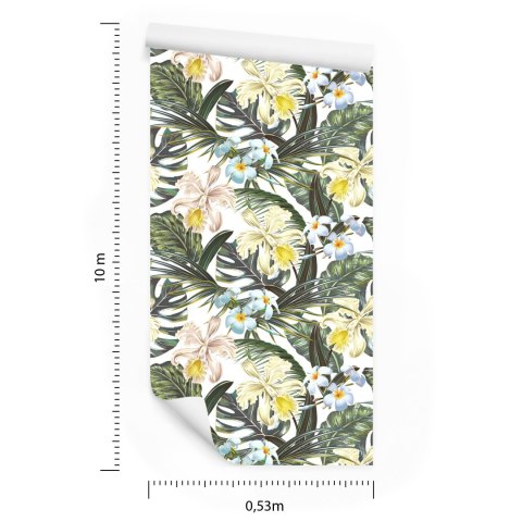 Tapeta Kwiaty Liście Egzotyczne