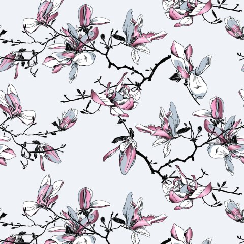 Tapeta Kwiaty Magnolii Akwarela