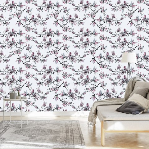 Tapeta Kwiaty Magnolii Akwarela