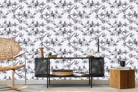 Tapeta Kwiaty Magnolii Akwarela