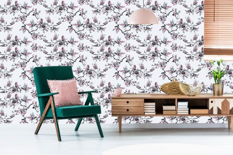 Tapeta Kwiaty Magnolii Akwarela