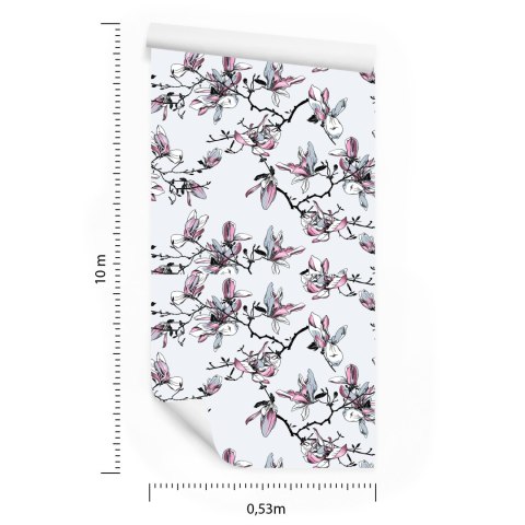 Tapeta Kwiaty Magnolii Akwarela