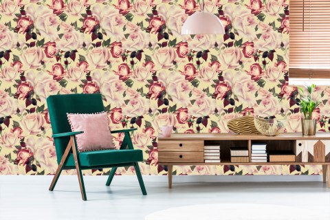 Tapeta Kwiaty Róże W Stylu Vintage Akwarela