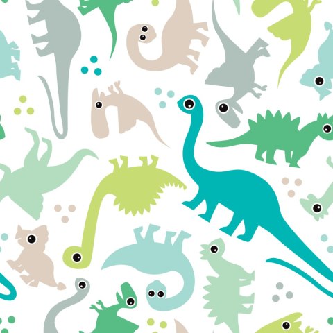 Tapeta W Kolorowe Dinozaury, Kropki, Pokój Chłopca Tapeta W Kolorowe Dinozaury, Kropki, Pokój Chłopca