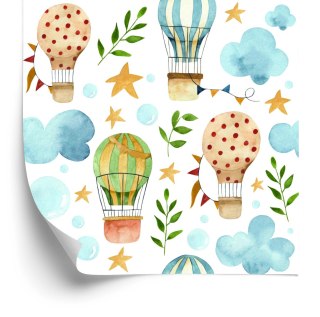 Tapeta Dla Dzieci, Balony Chmurki Gwiazdki Rośliny