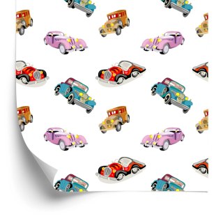 Tapeta Dla Dzieci - Kolorowe Autka Retro