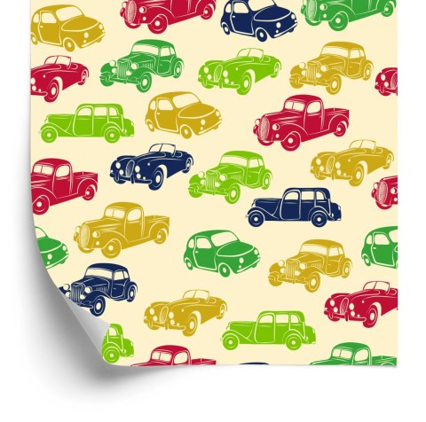Tapeta Dla Dzieci - Kolorowe Samochody W Stylu Retro