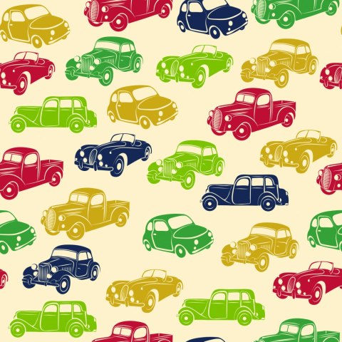 Tapeta Dla Dzieci - Kolorowe Samochody W Stylu Retro