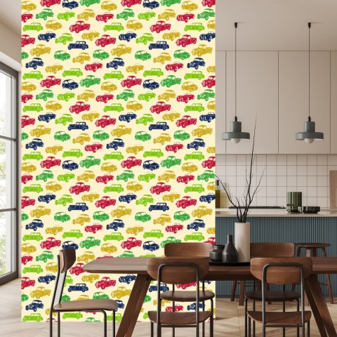 Tapeta Dla Dzieci - Kolorowe Samochody W Stylu Retro