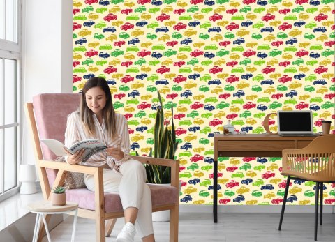 Tapeta Dla Dzieci - Kolorowe Samochody W Stylu Retro