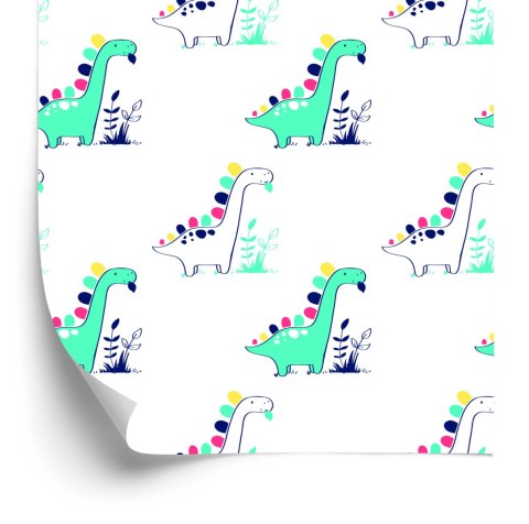 Tapeta Do Pokoju Dziecka, Dinozaury Rośliny Liście Tapeta Do Pokoju Dziecka, Dinozaury Rośliny Liście