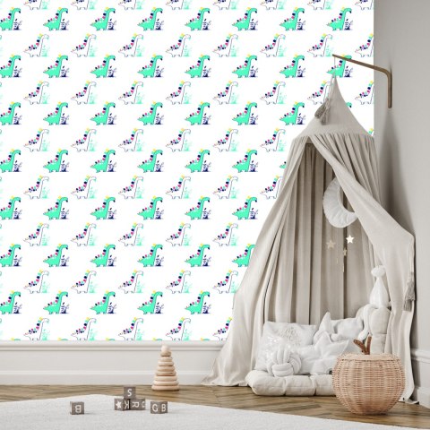 Tapeta Do Pokoju Dziecka, Dinozaury Rośliny Liście Tapeta Do Pokoju Dziecka, Dinozaury Rośliny Liście