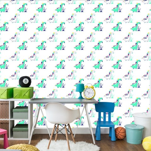Tapeta Do Pokoju Dziecka, Dinozaury Rośliny Liście Tapeta Do Pokoju Dziecka, Dinozaury Rośliny Liście