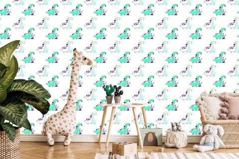 Tapeta Do Pokoju Dziecka, Dinozaury Rośliny Liście Tapeta Do Pokoju Dziecka, Dinozaury Rośliny Liście