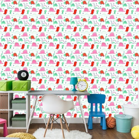 Tapeta Do Pokoju Dziecka Kolorowe Dinozaury Liście Tapeta Do Pokoju Dziecka Kolorowe Dinozaury Liście