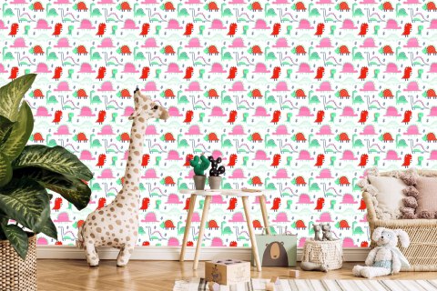 Tapeta Do Pokoju Dziecka Kolorowe Dinozaury Liście Tapeta Do Pokoju Dziecka Kolorowe Dinozaury Liście