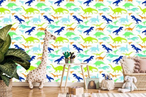 Tapeta Kolorowe Dinozaury, Pokój Dziecięcy
