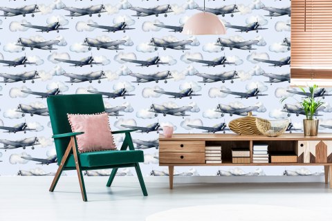 Tapeta Młodzieżowa Malowane Samoloty Vintage Dekor Tapeta Młodzieżowa Malowane Samoloty Vintage Dekor