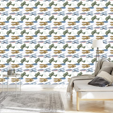 Tapeta Samoloty Retro Z Chmurami