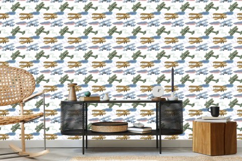 Tapeta Samoloty Retro Z Chmurami
