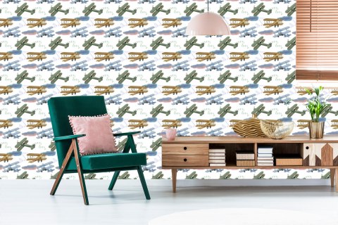 Tapeta Samoloty Retro Z Chmurami