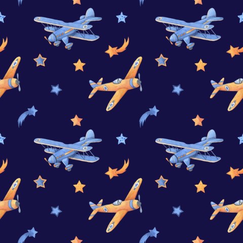Tapeta Samoloty Retro Z Gwiazdkami