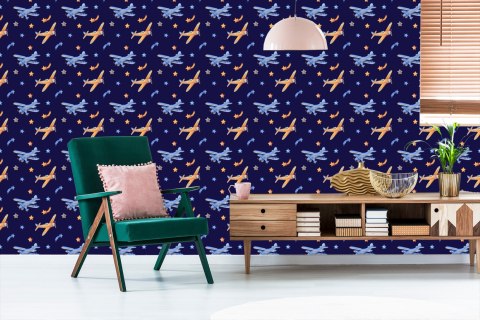 Tapeta Samoloty Retro Z Gwiazdkami